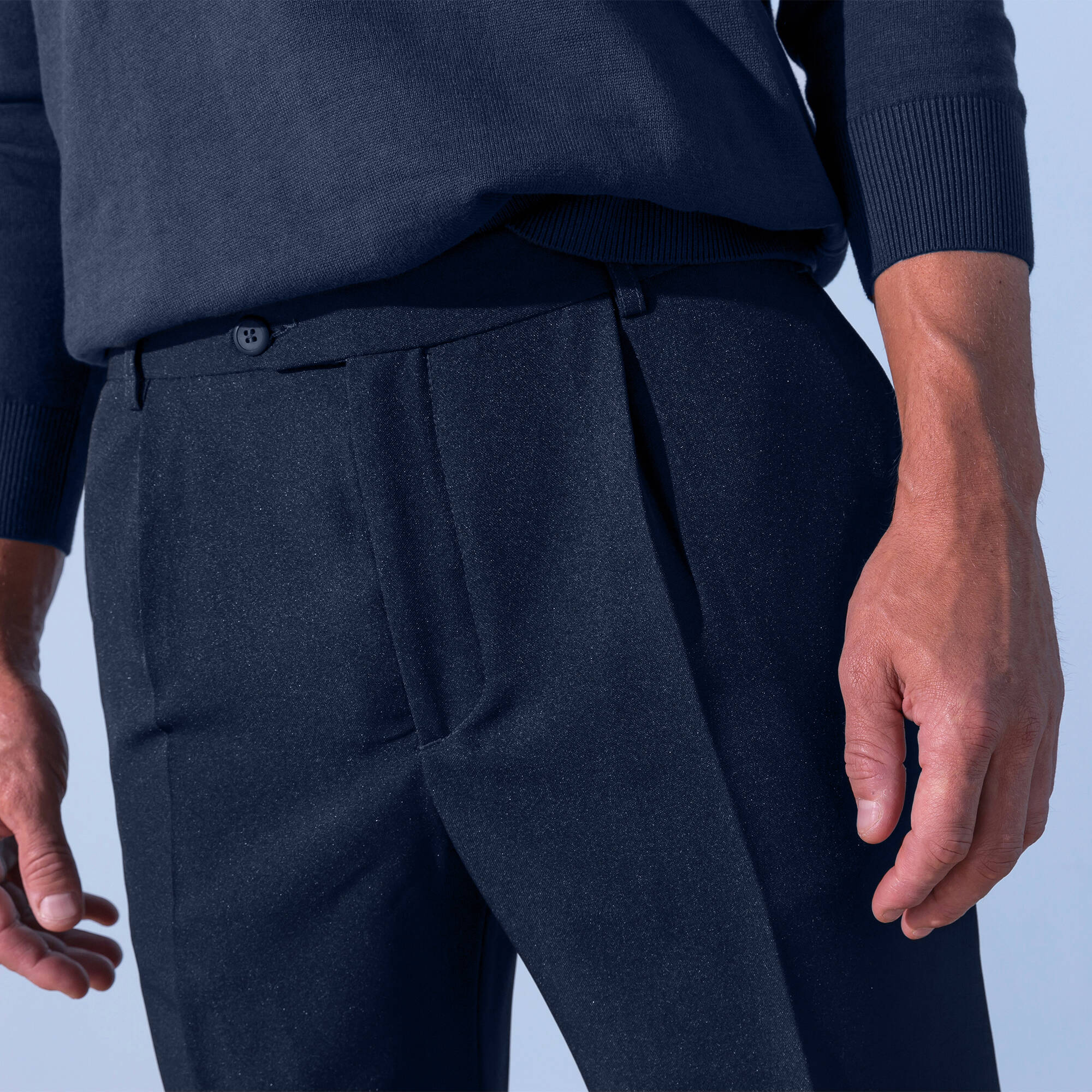 Pantalon taille élastiquée à pinces - polyester