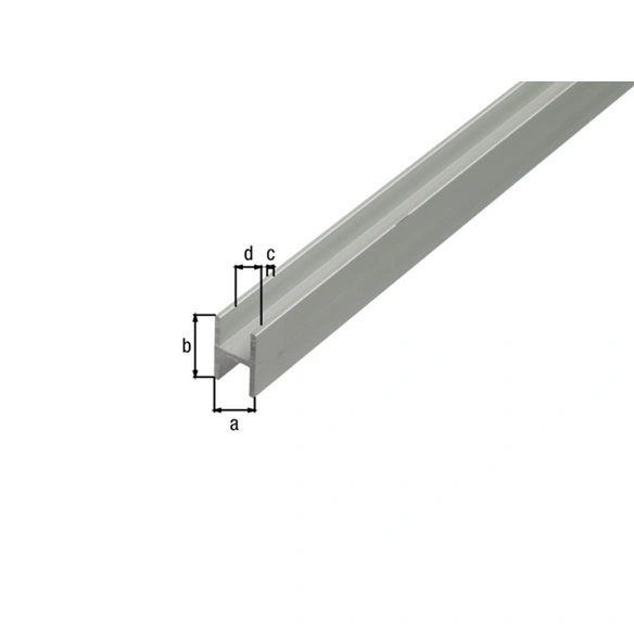 H-Profil, LxBxH: 1000 x 30 x 22 x 1,5 mm, silberfarben