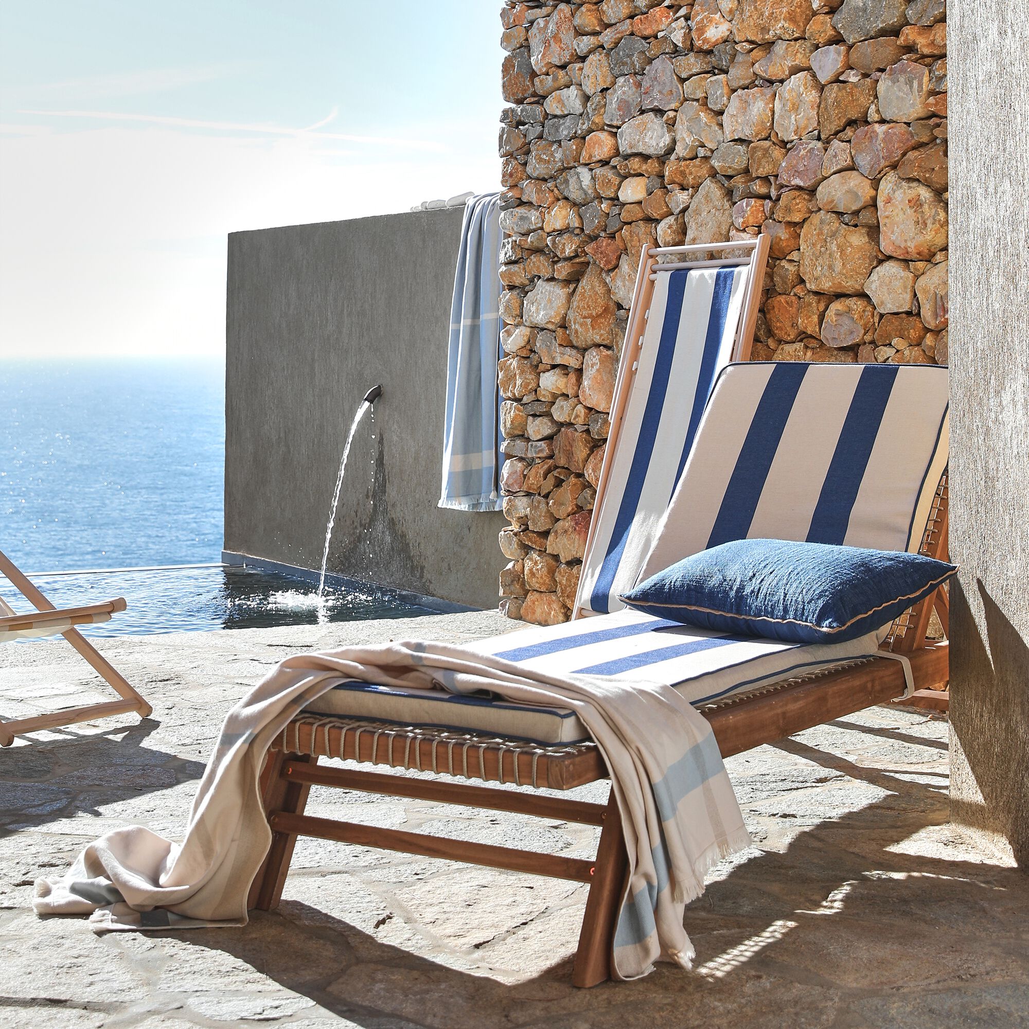 MARAGE - Toile de chilienne rayée en tissu - bleu