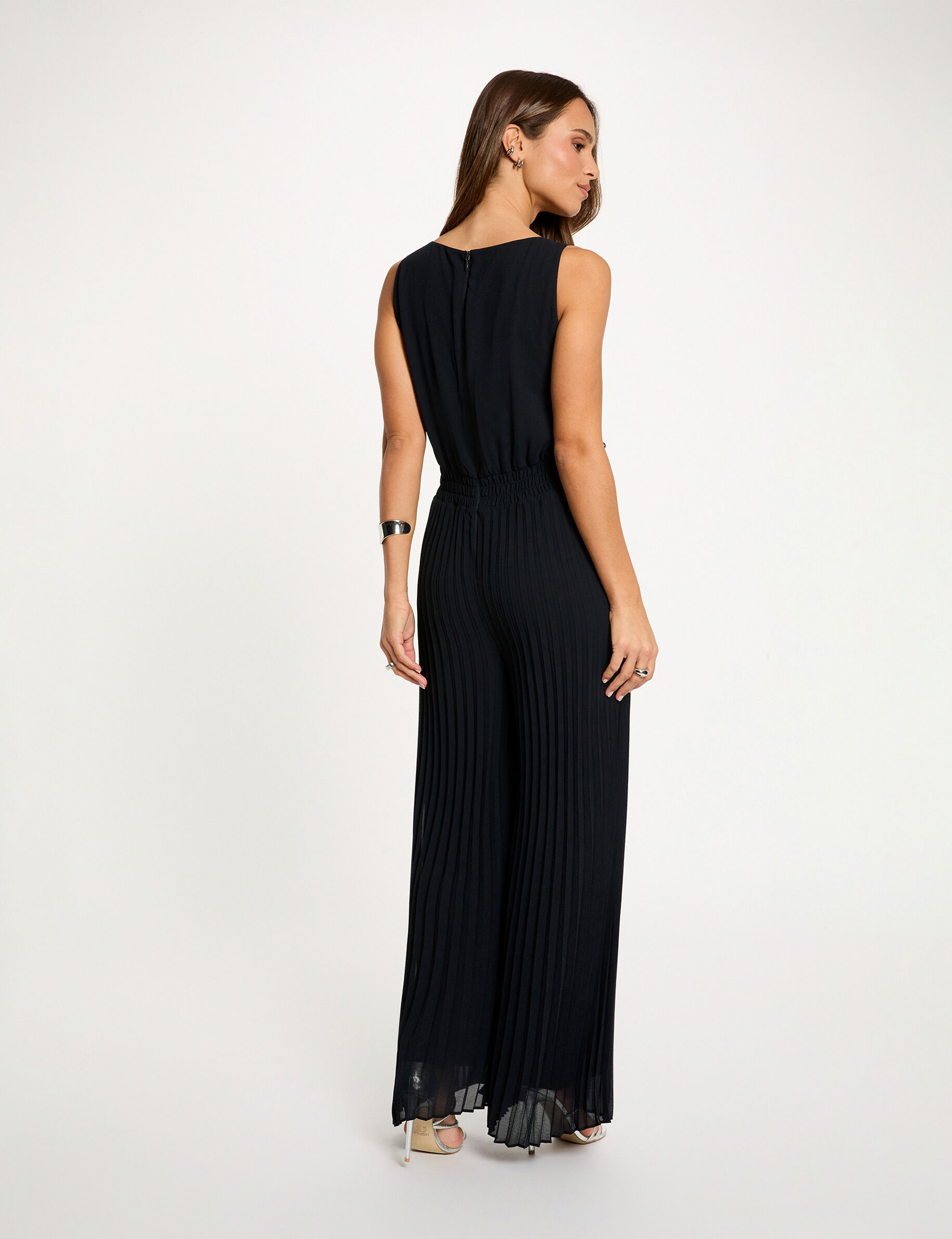 Pleated-Leg Jumpsuit Navy Blue Women