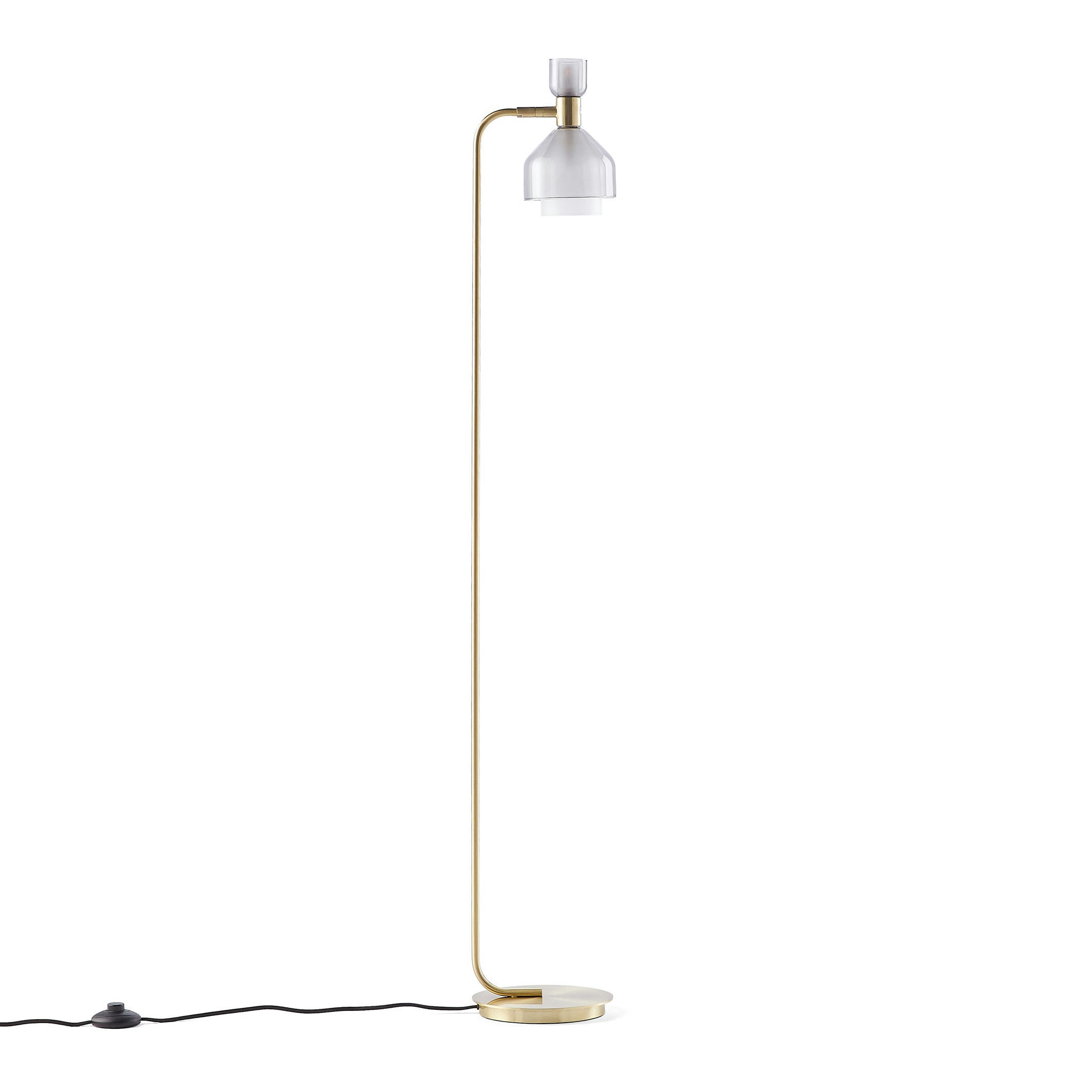 Lampadaire métal fer laitonné verre fumé Amoris