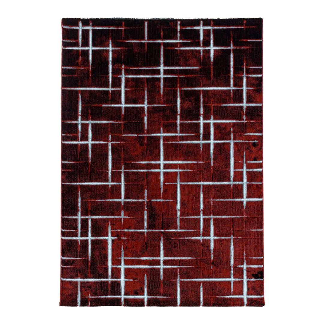 BUSE - Tapis géométrique design en polypropylène rouge 160x230