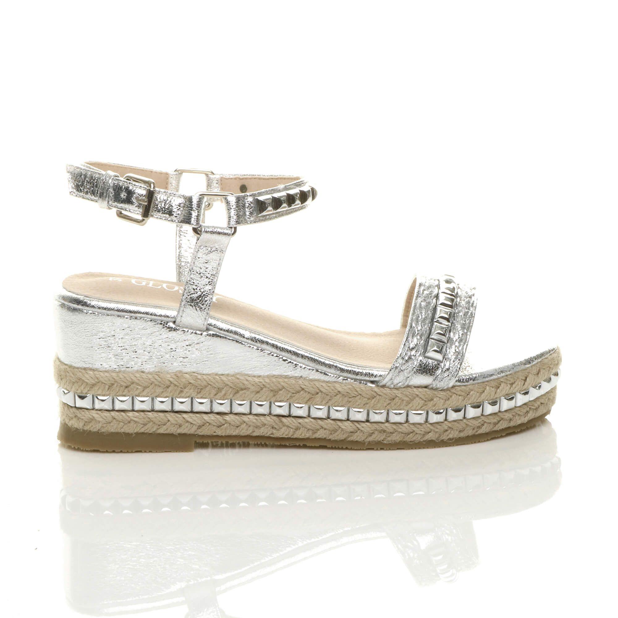 AJVANI Mid Wedge Heel Studded Flatform Sandals Espadrilles