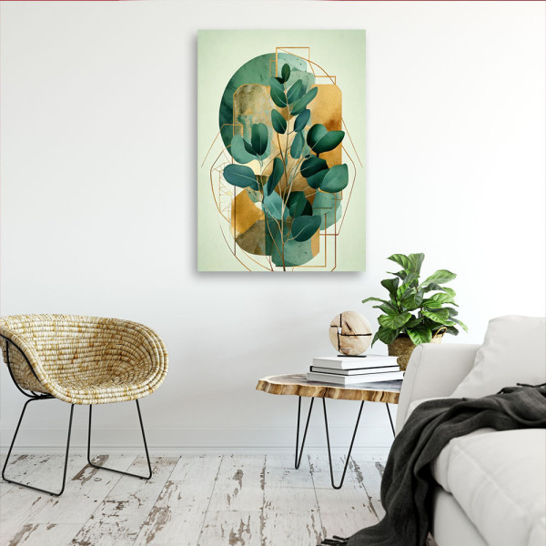 Feeby Obraz na płótnie, Gałązka Liście Geometryczne Abstrakcja 40x60