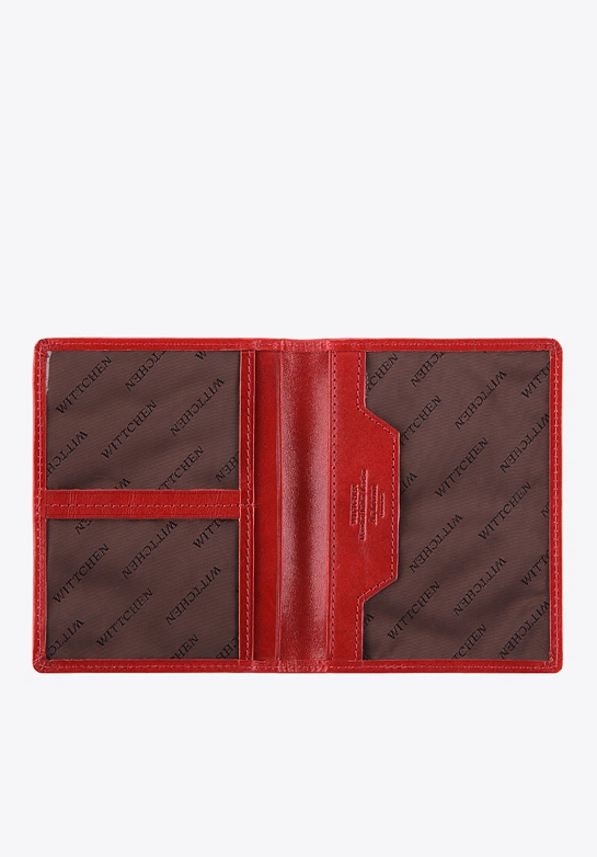 Etui na dokumenty skórzane z transparentnymi kieszeniami czerwone
