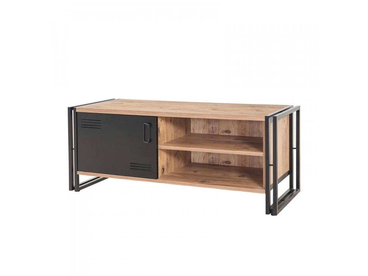 TENGA - TENGA - Meuble TV 130 cm Bois clair et Noir