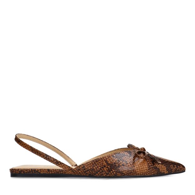 Bruine snake slingbacks met strikje