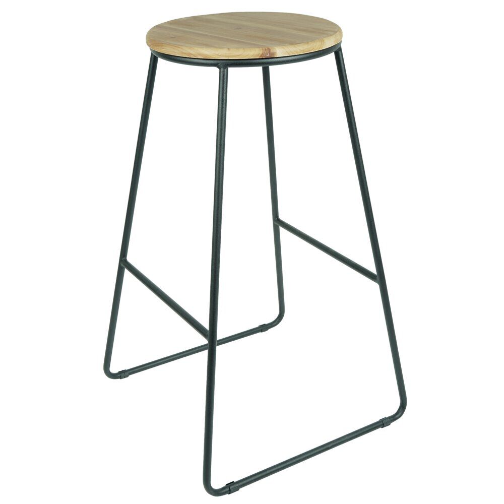 Tabouret de bar bois et métal noir Ø40xH70,5cm
