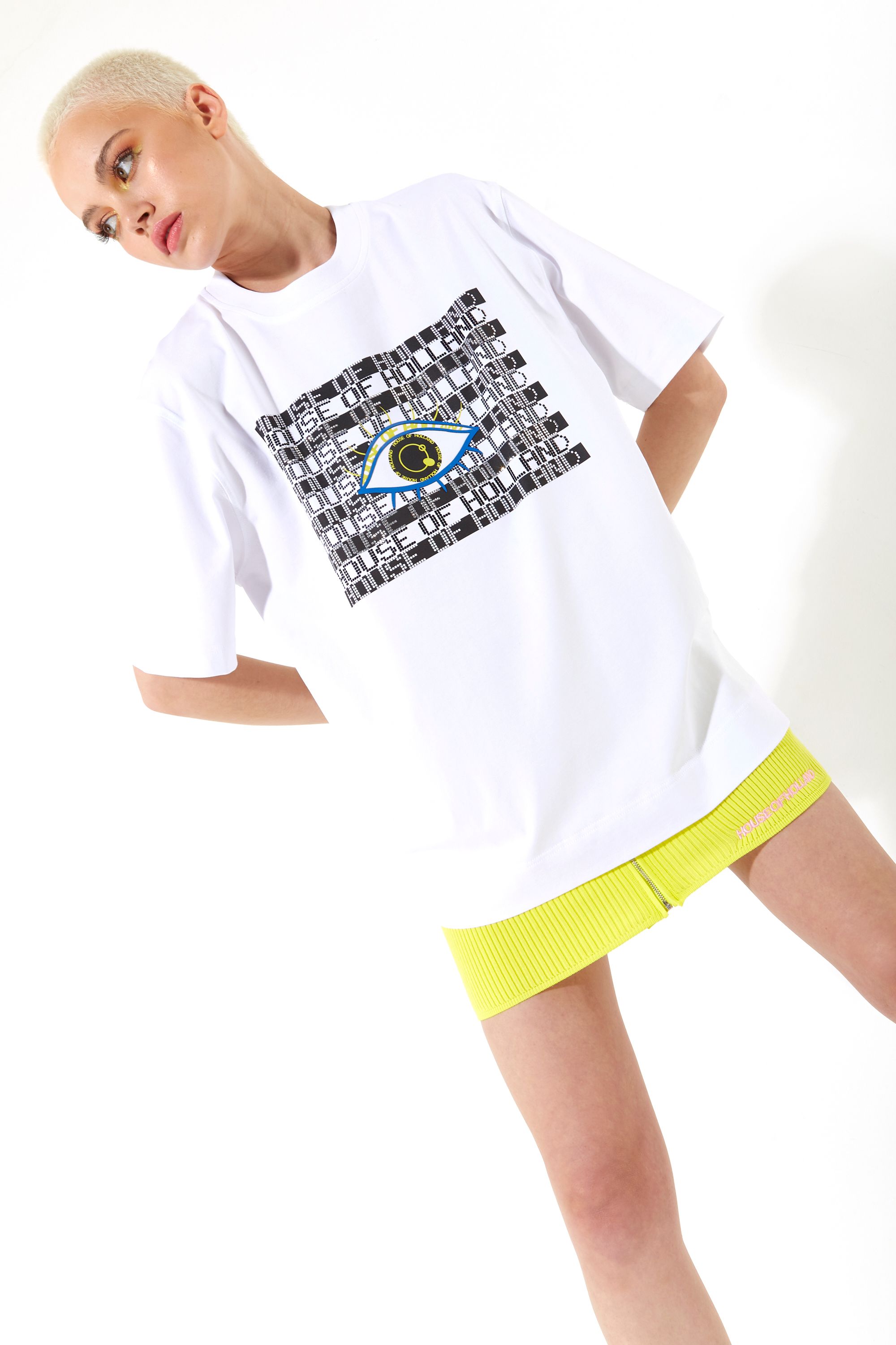 House of Holland Rhinestone Printed T-shirt in White