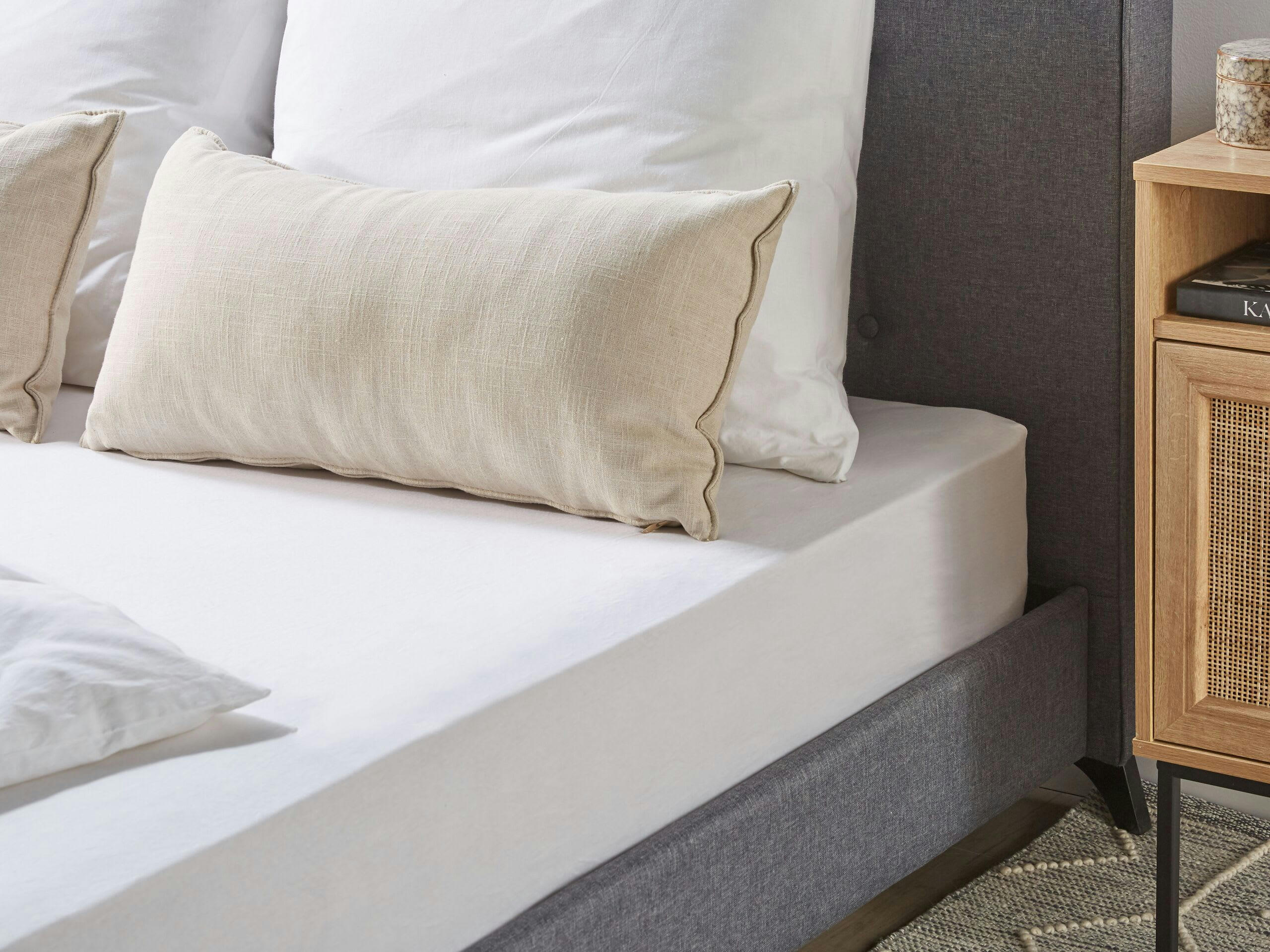 HOFUF - Drap-housse en coton 160 x 200 cm blanc