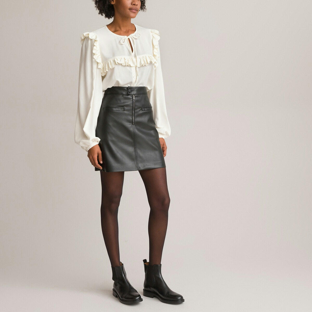 Chemise col rond, manches longues