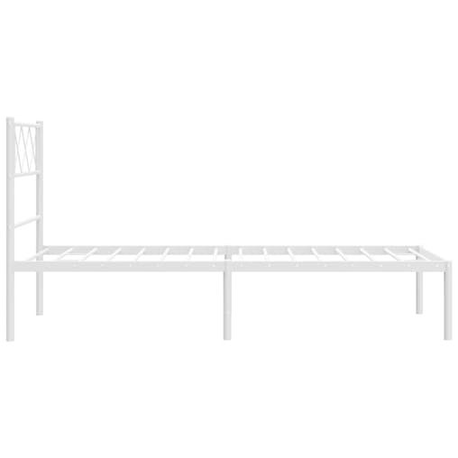 NNEVL Metal Bed Frame with Headboard White 107x203 cm