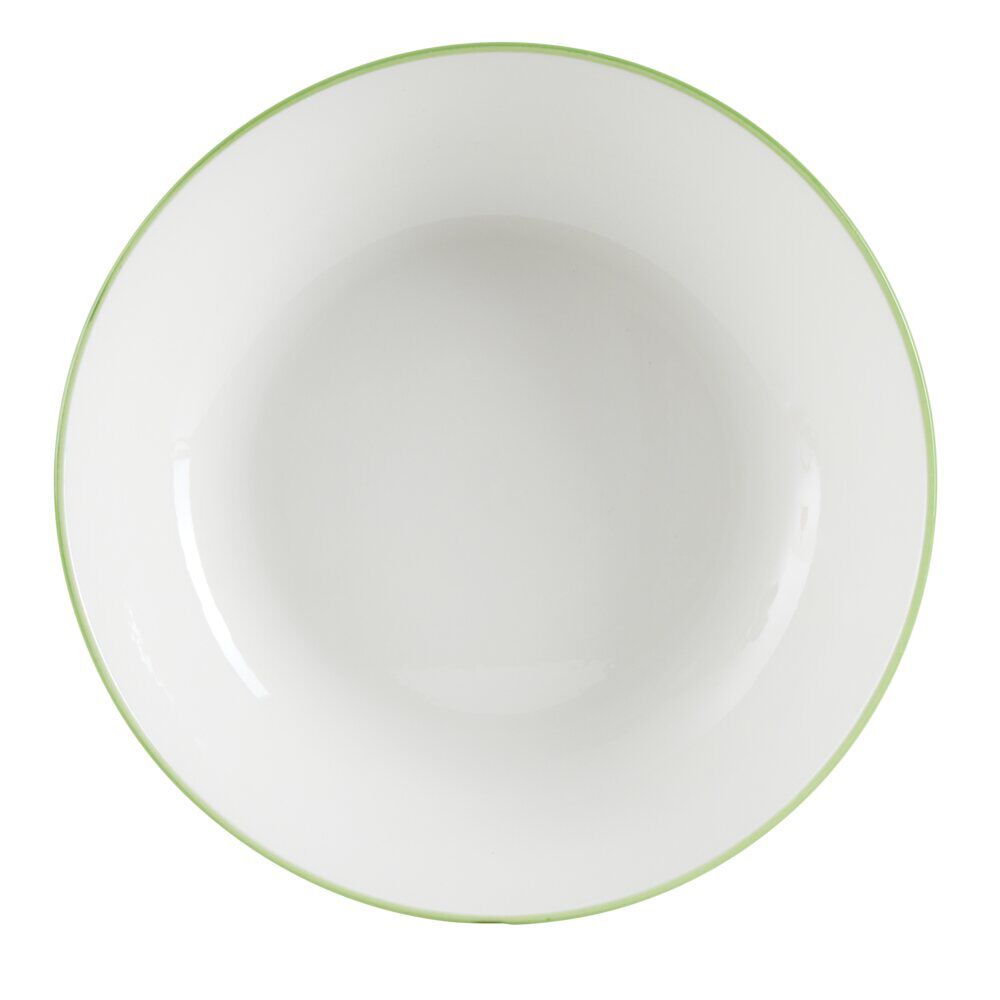 Assiette creuse porcelaine blanc liseré vert Ø20cm