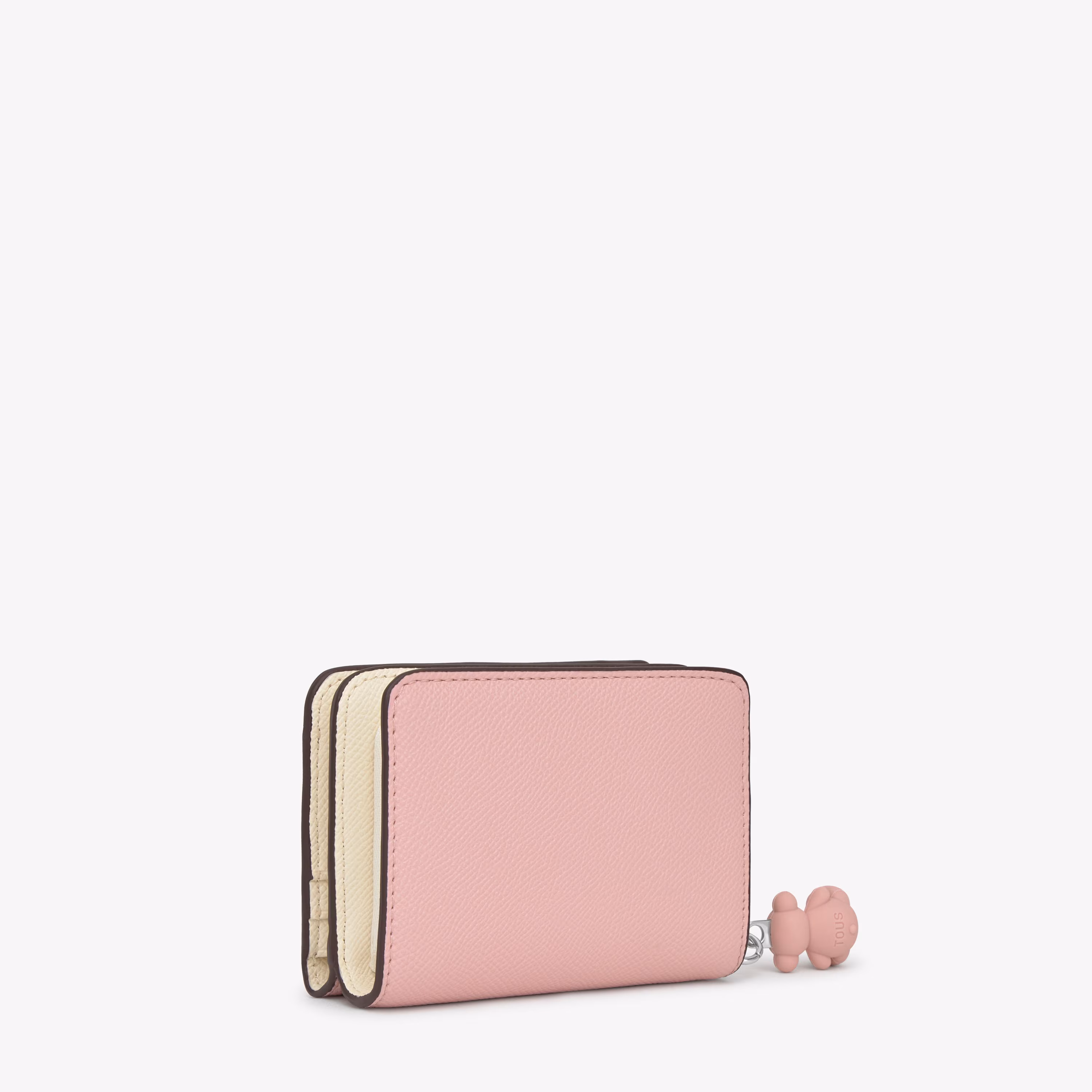 Billetera mediana doble rosa Audree Saffiano