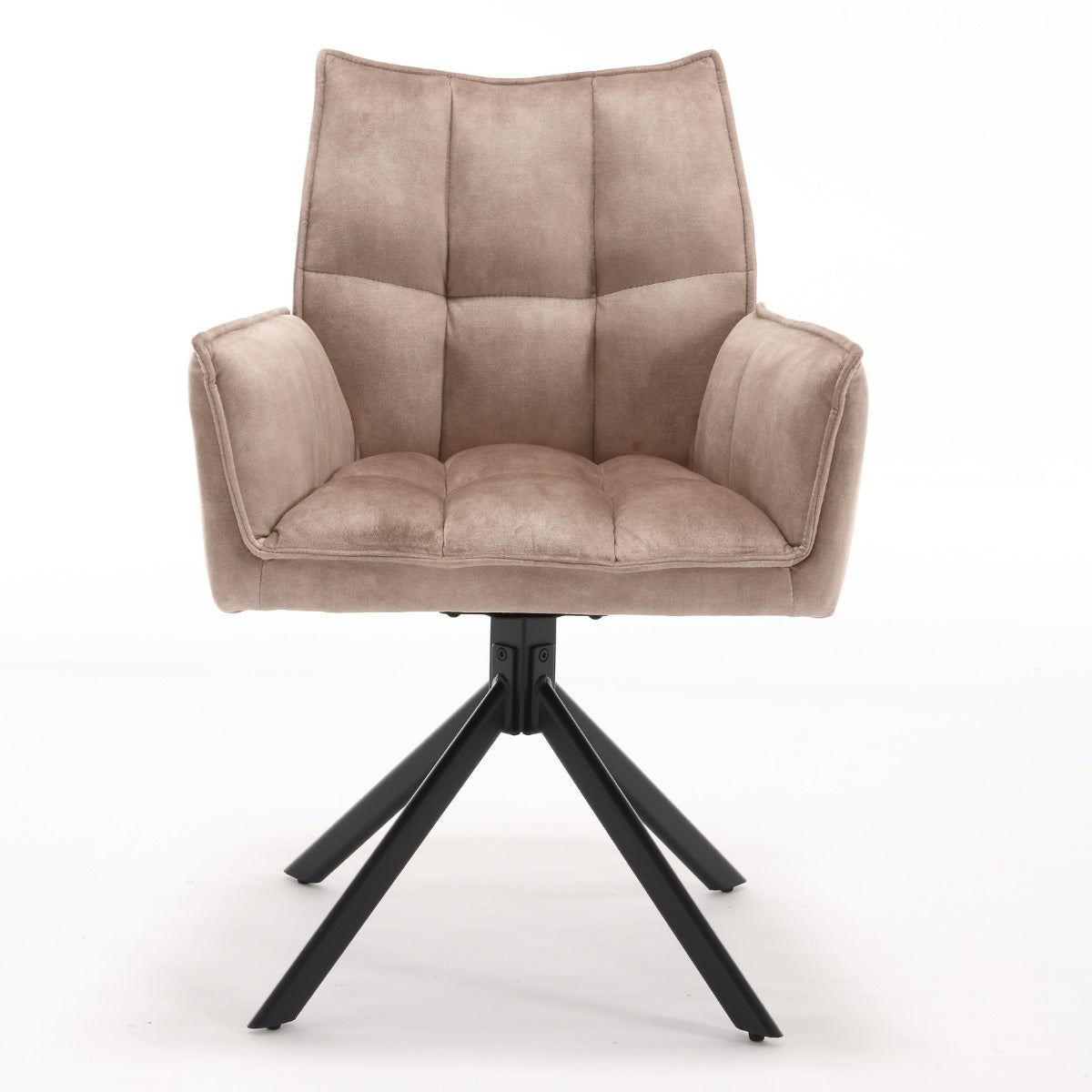StarFurn Eetkamerstoel Dani - Beige Velvet - Draaibaar - Set van 2