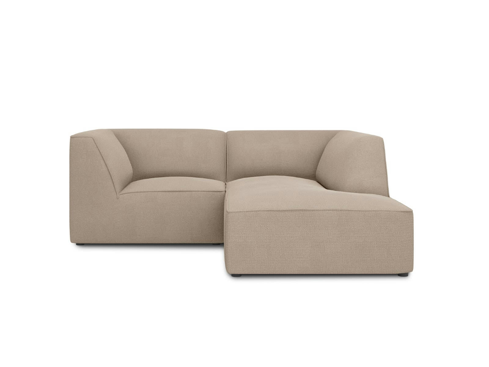 RUBY - Canapé d'angle droit 3 places en tissu structurel beige foncé
