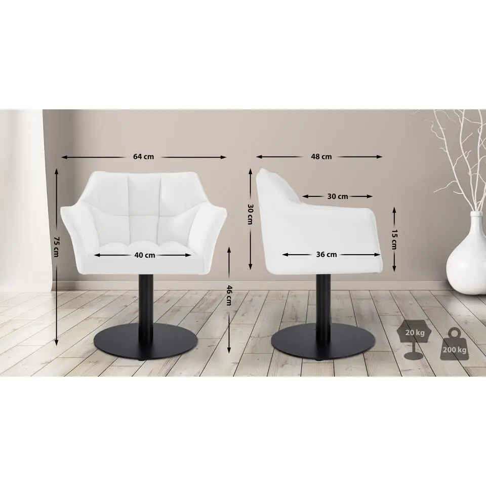 CLP Lounger Damaso zwart Frame - Kunstleer - wit