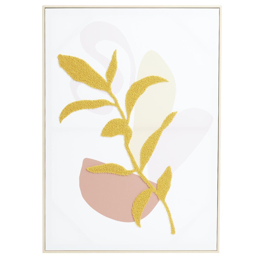 Cadre toile tissé motif végétal en relief 50x70cm (2 modèles)