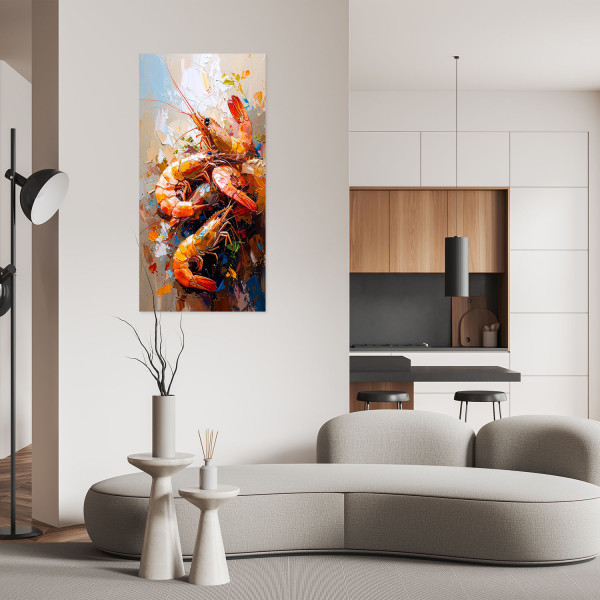 Naklejka samoprzylepna do salonu sypialni Feeby Krewetki Owoce morza 40x80