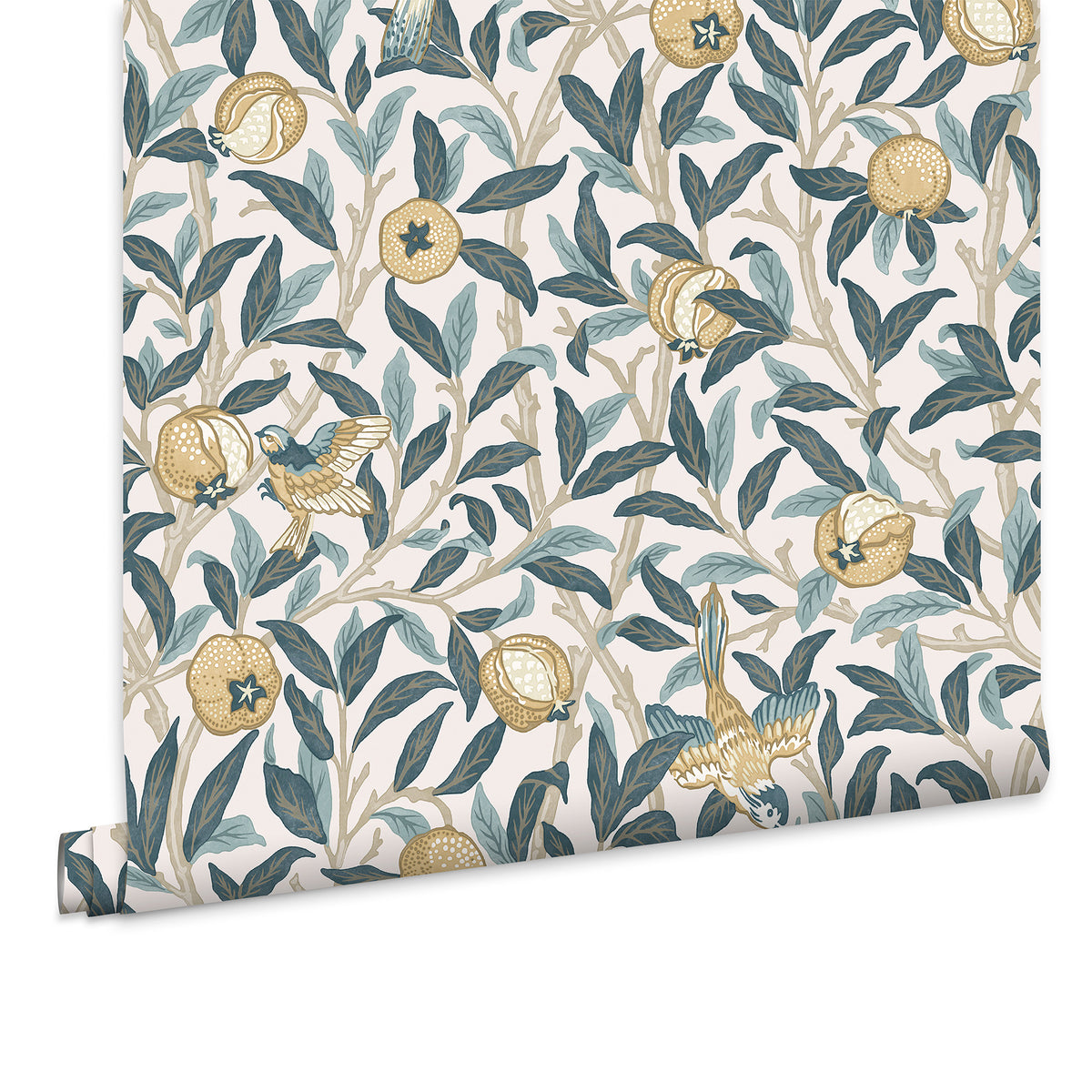 William Morris at Home Vliesbehang - Bird & Pomegranate Cloudy Blues - 1000x52