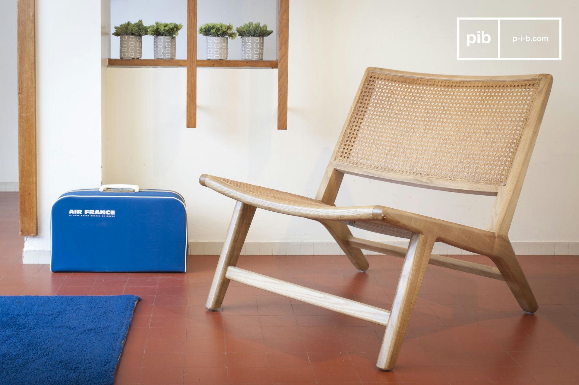 THISTED - Fauteuil en cannage beige