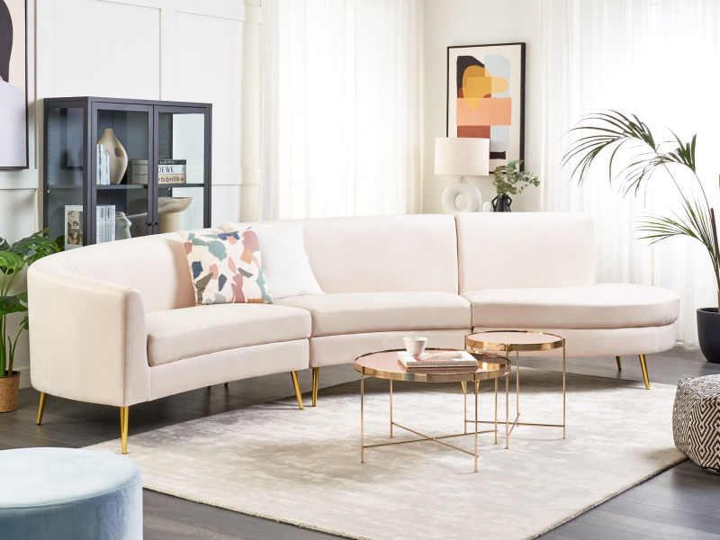 Sofa półokrągła MOSS Welur Jasnobeżowy dla 4 osób