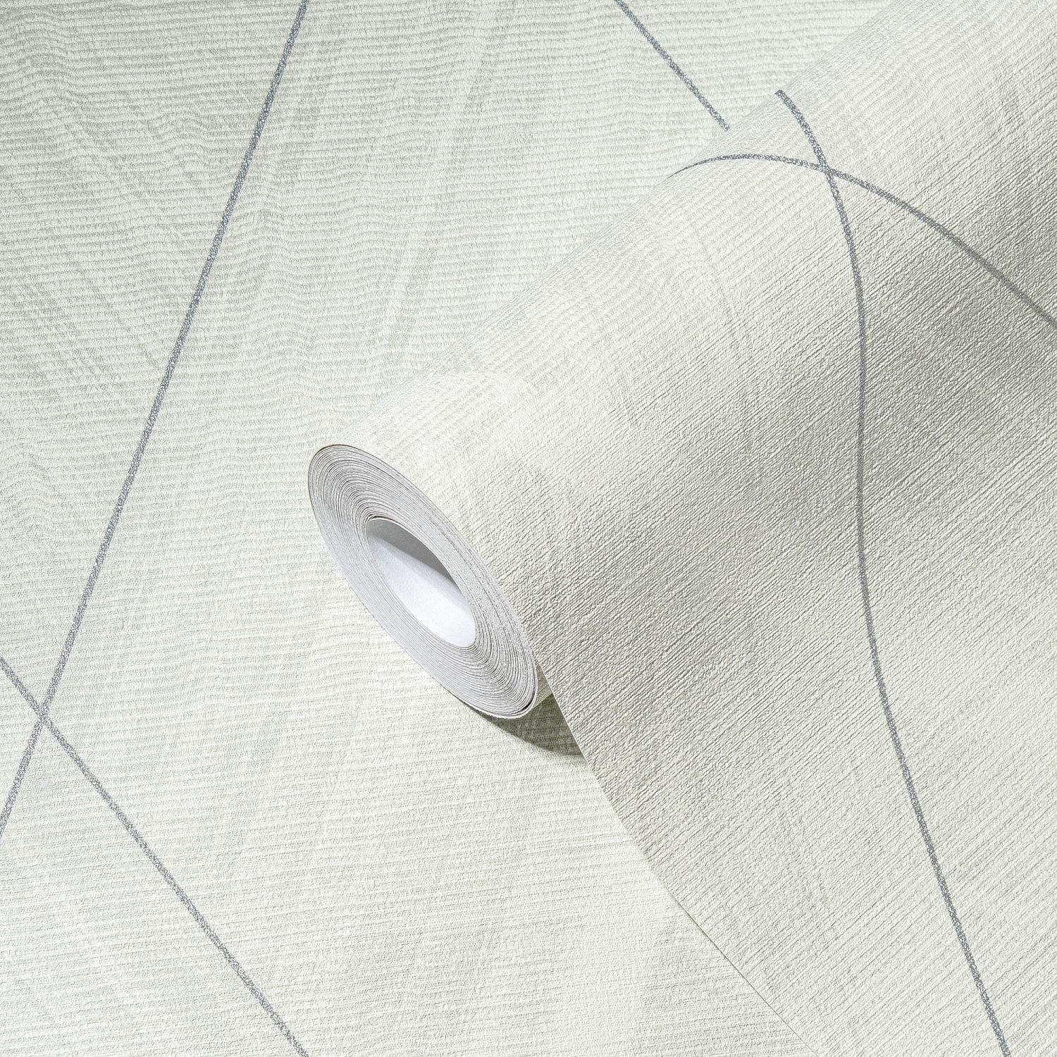 A.S. Création behang grafisch motief crème, wit en zilver - 53 cm x 10.05 m - AS-388243