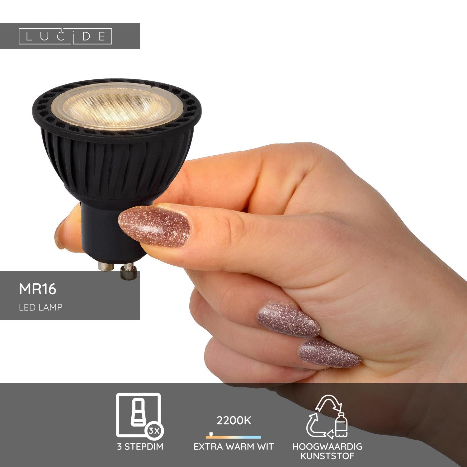 Lucide MR16 Led lamp - Zwart (set van 4)