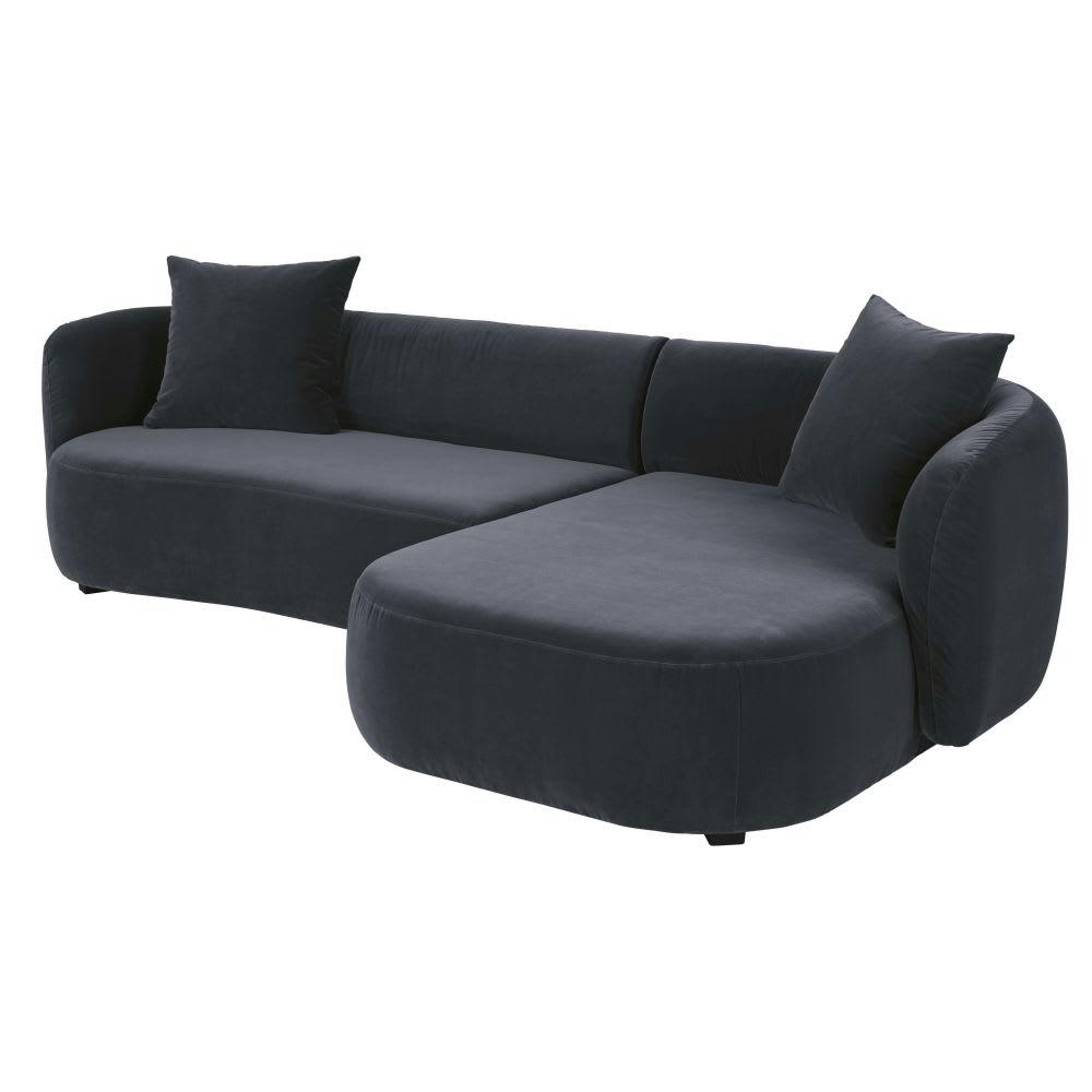 Curve - Canapé d'angle droit 4/5 places en velours gris anthracite