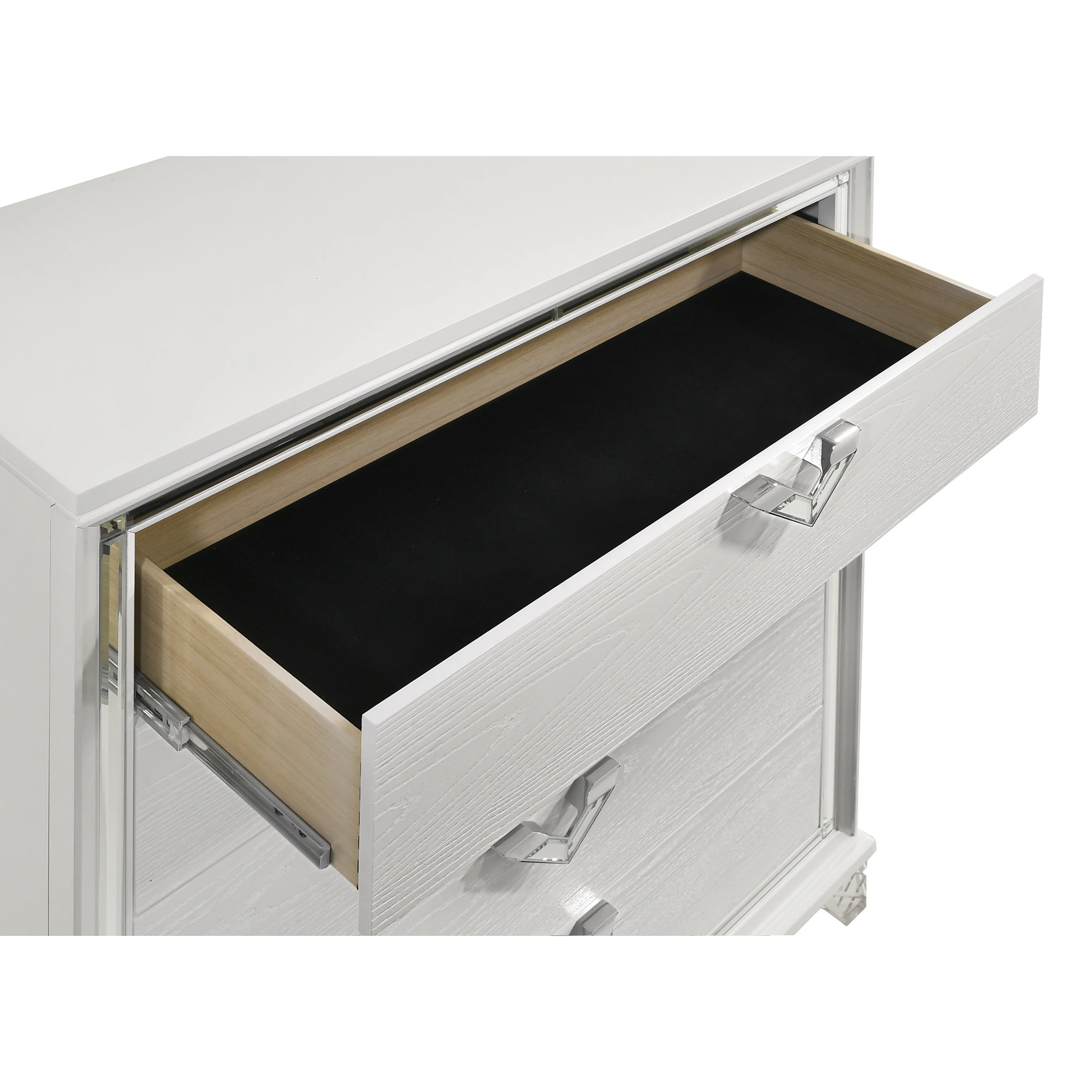 Modern Style 2-Drawer Nightstand with LED Glow & V-Shape Handles
