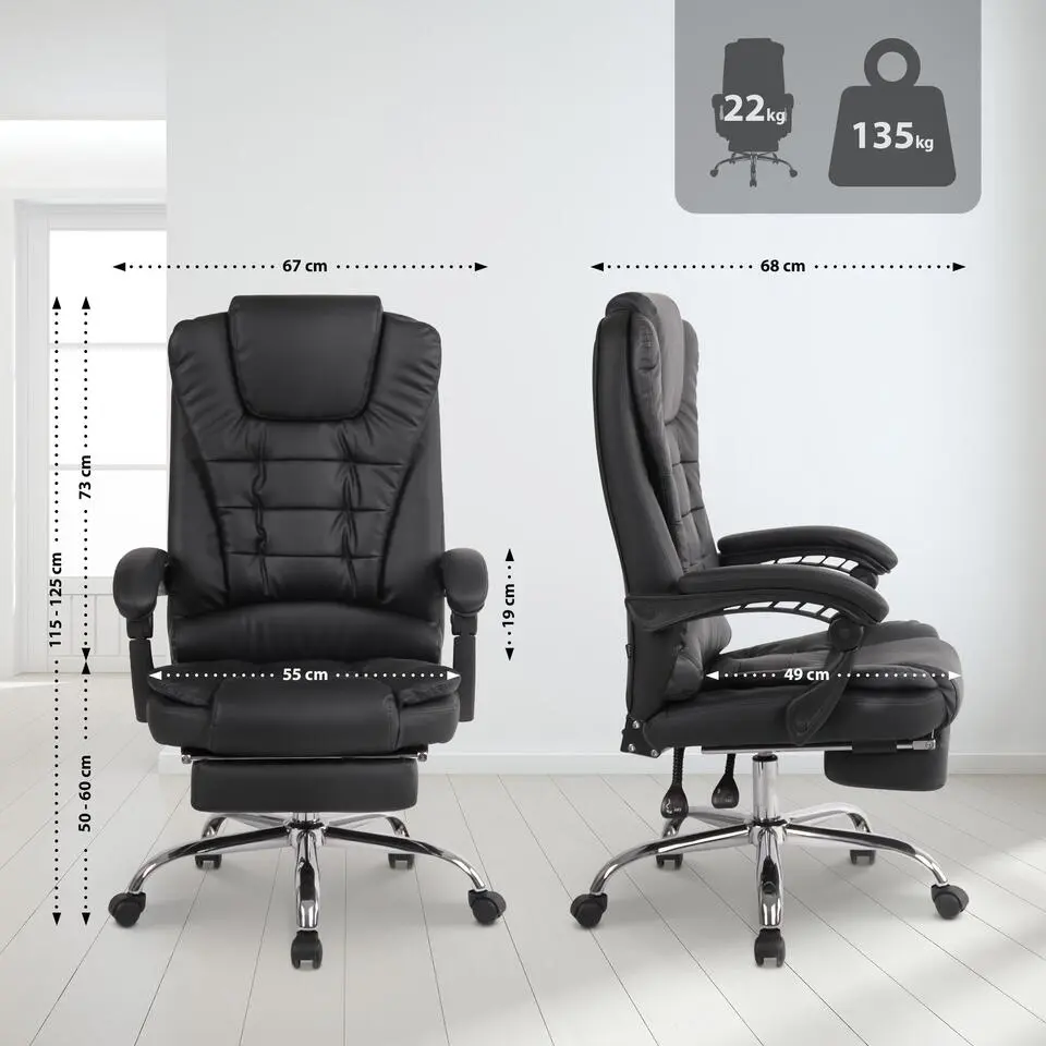 CLP Bureaustoel Oxygen chroom Frame - Kunstleer - zwart