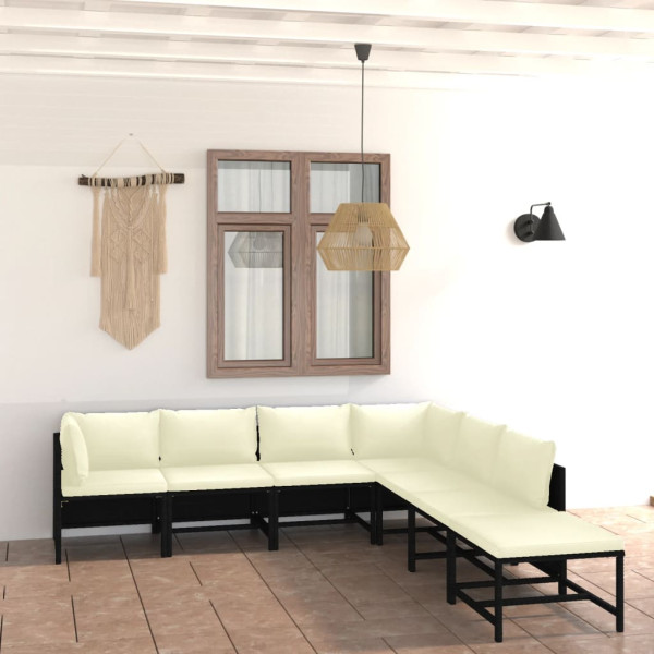 Zestaw wypoczynkowy do ogrodu Czarny Technorattan 2x sofa narożna   4x
