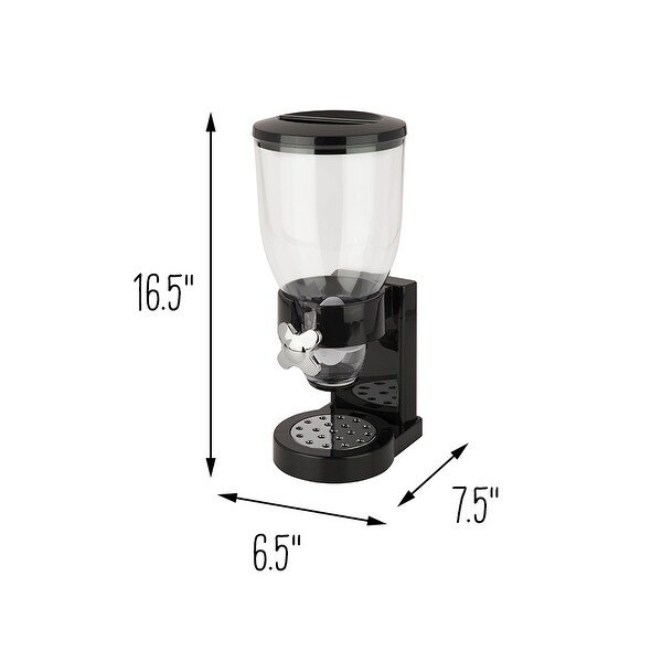 Black Plastic Dry Food Dispenser with Portion Control