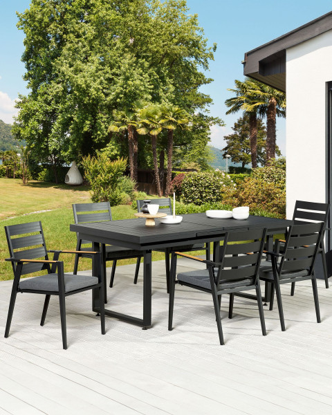 Zestaw 6 krzeseł czarny aluminium ogród