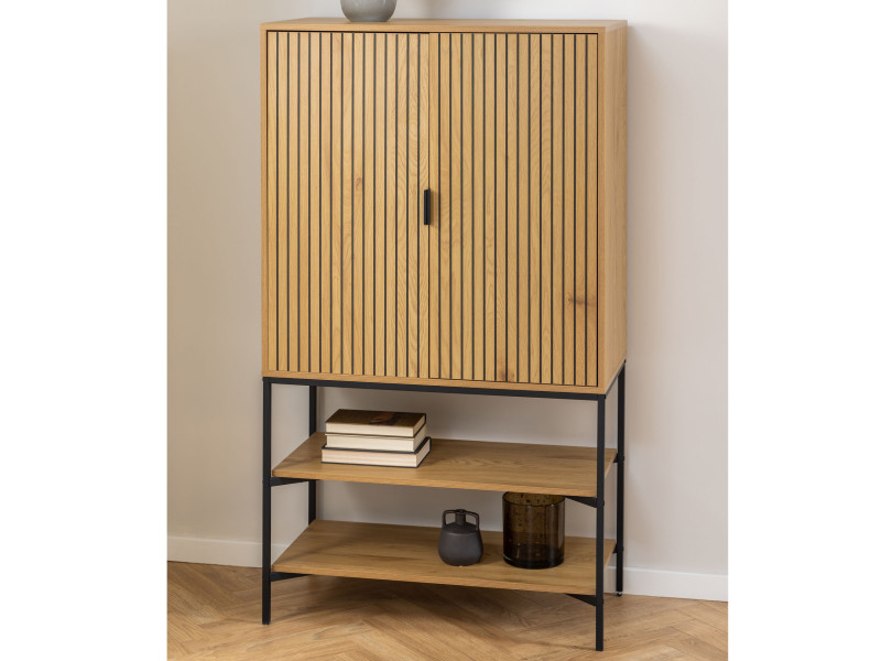 Szafka Lamel loft Oak 140x80 cm z drzwiczkami i półkami