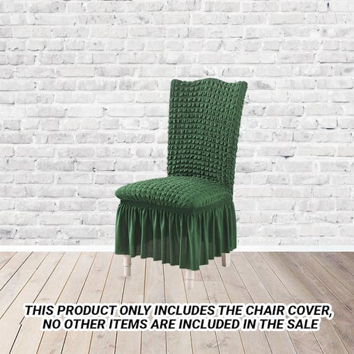 SOGA Dark Green Chair Cover Seat Protector with Ruffle Skirt Stretch Slipcover Wedding Party Home Decor
