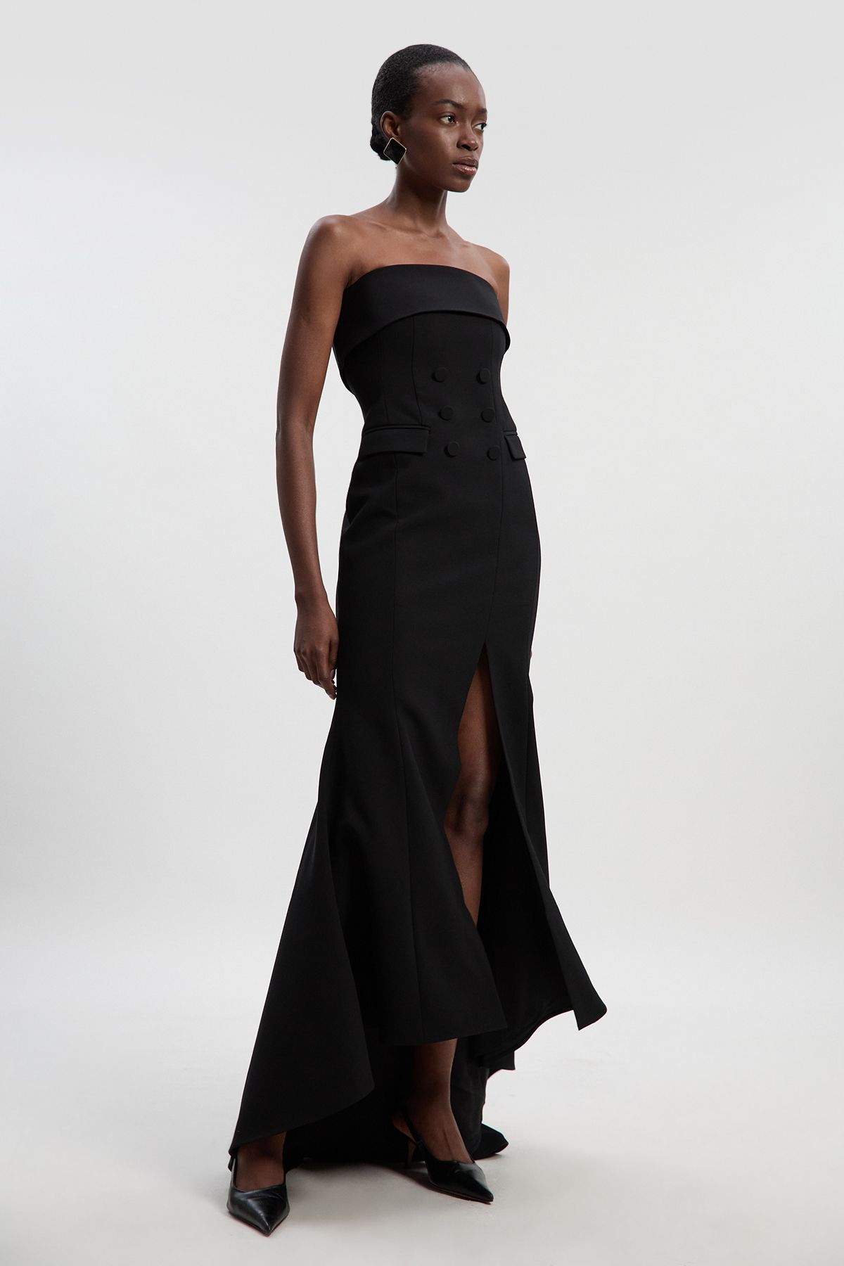 KarenMillen Polished Tailored Bandeau Tux Maxi Dress