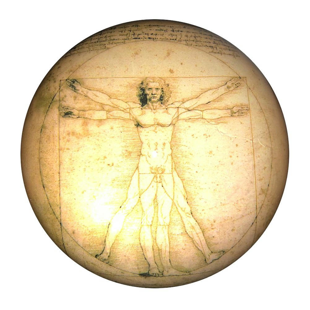 LÉONARD DE VINCI - Presse papier en verre De Vinci D8cm