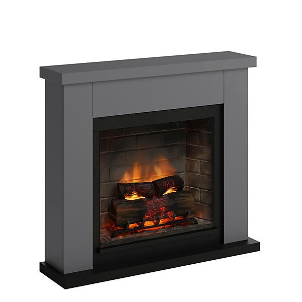 Cheminée électrique connectée 1400W - FRODE Powerflame 2 - effets flammes 3D et crépitement - Gris