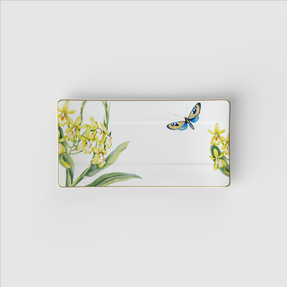 Amazonia Serving Platter - Multi-colored, 13.7'' x 7.1'', Premium Bone Porcelain
