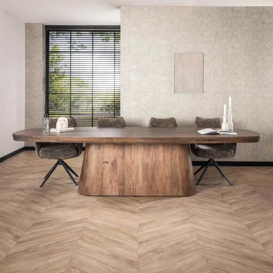 Arcadia Ovale Eettafel 300cm - Massief Acacia Drift Bruin