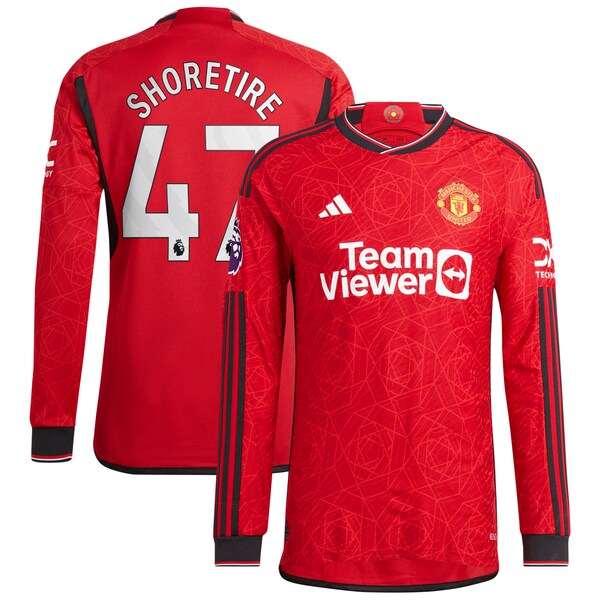 Shola Shoretire Manchester United adidas Long Sleeve Authentic Player Jersey – Red