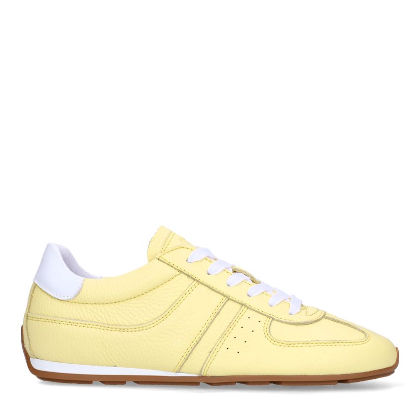 Manfield Gele leren sneakers