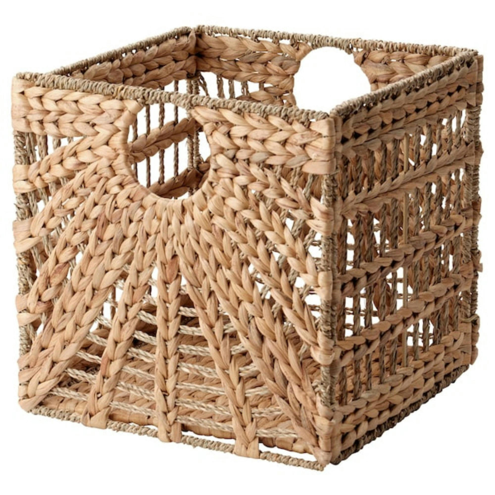 - Panier de rangement pliable soleil en jonc de mer 31x31x31cm