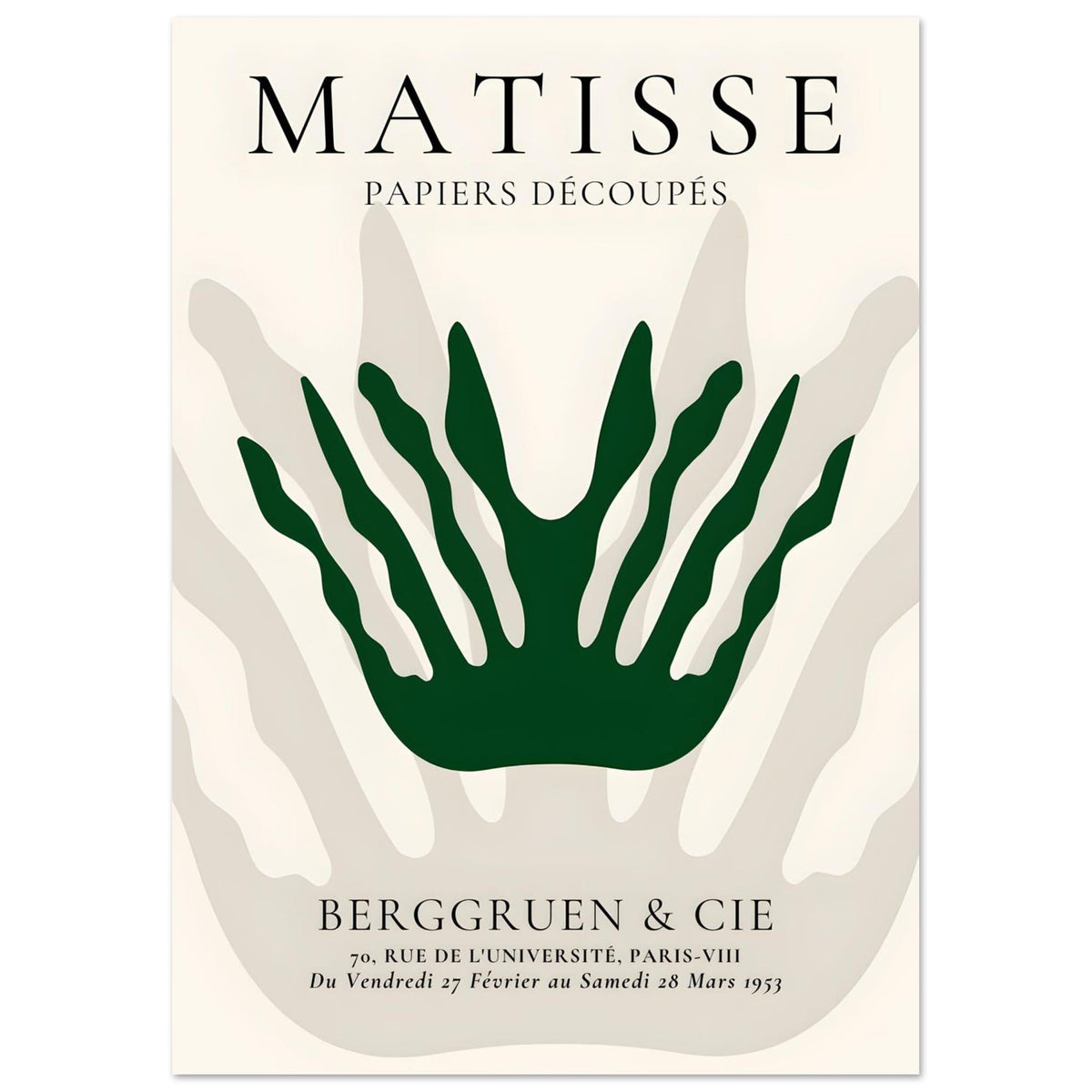 Artfulprints Poster Matisse – Sea crown  - A4 21x29.7 cm - Grijs