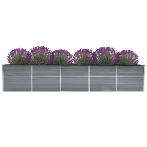 NNEVL Garden Raised Bed Galvanised Steel 400x80x45 cm Grey
