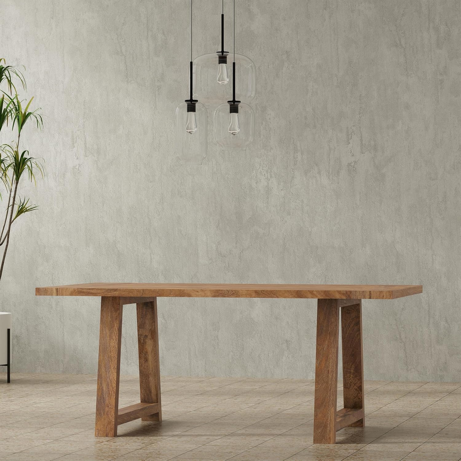 SIMPLIHOME Whitley Dining Table - 72 inch Wide Solid Mango Wood Rectangular Table in Burnt Wax, Modern Farmhouse Style for Dining Room or Kitchen with Extra-Thick Trestle Base, Seats 6