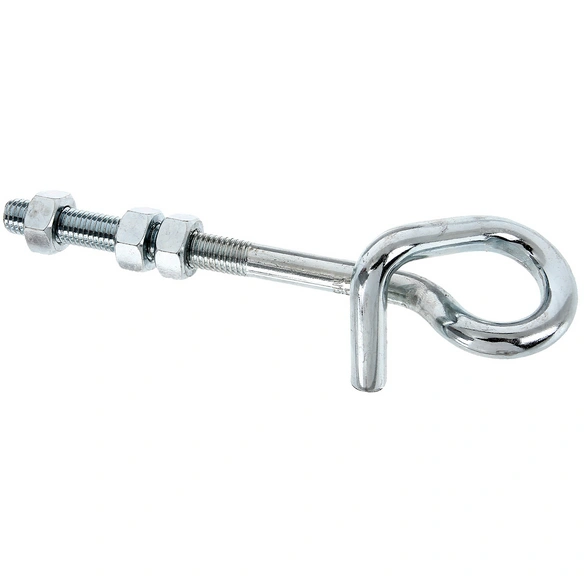 Schaukelhaken mit Gewinde, Rohstahl, Silber