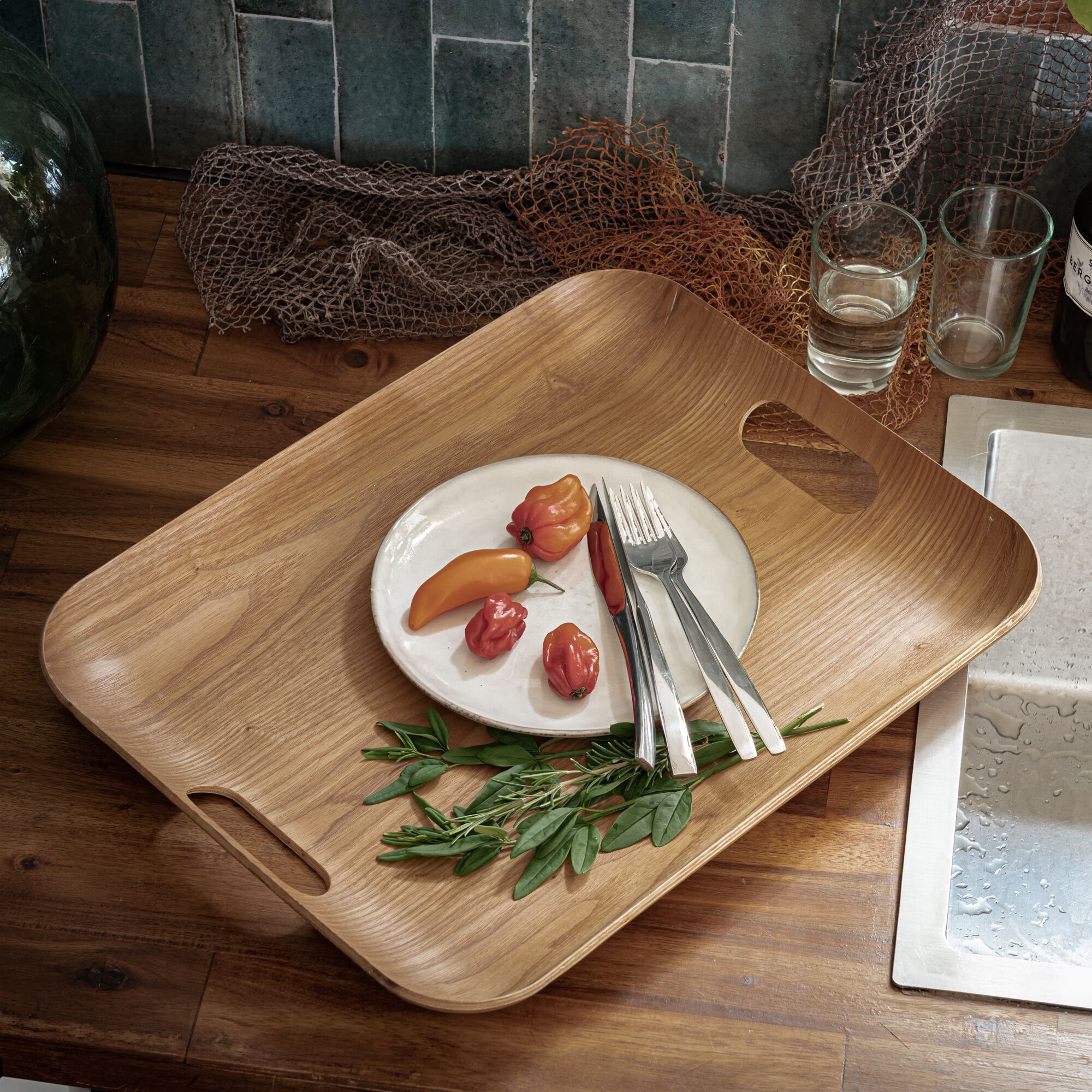 SAULE - Plateau rectangle en bois de chêne L45cm - naturel