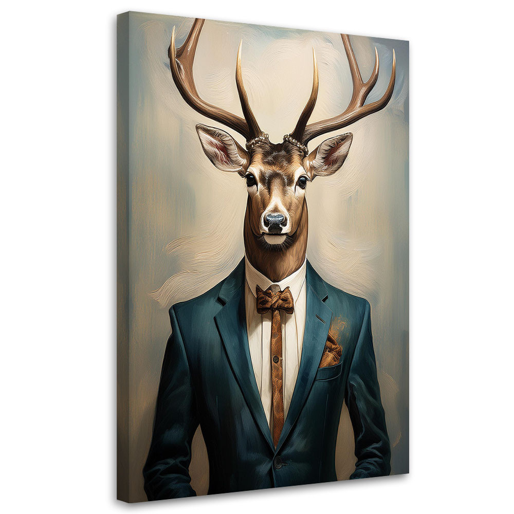 Feeby Obraz na płótnie, Jeleń Biznesmen Abstrakcja Vintage 40x60